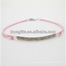 Diamante aleación pulsera tejida con alambre rosa